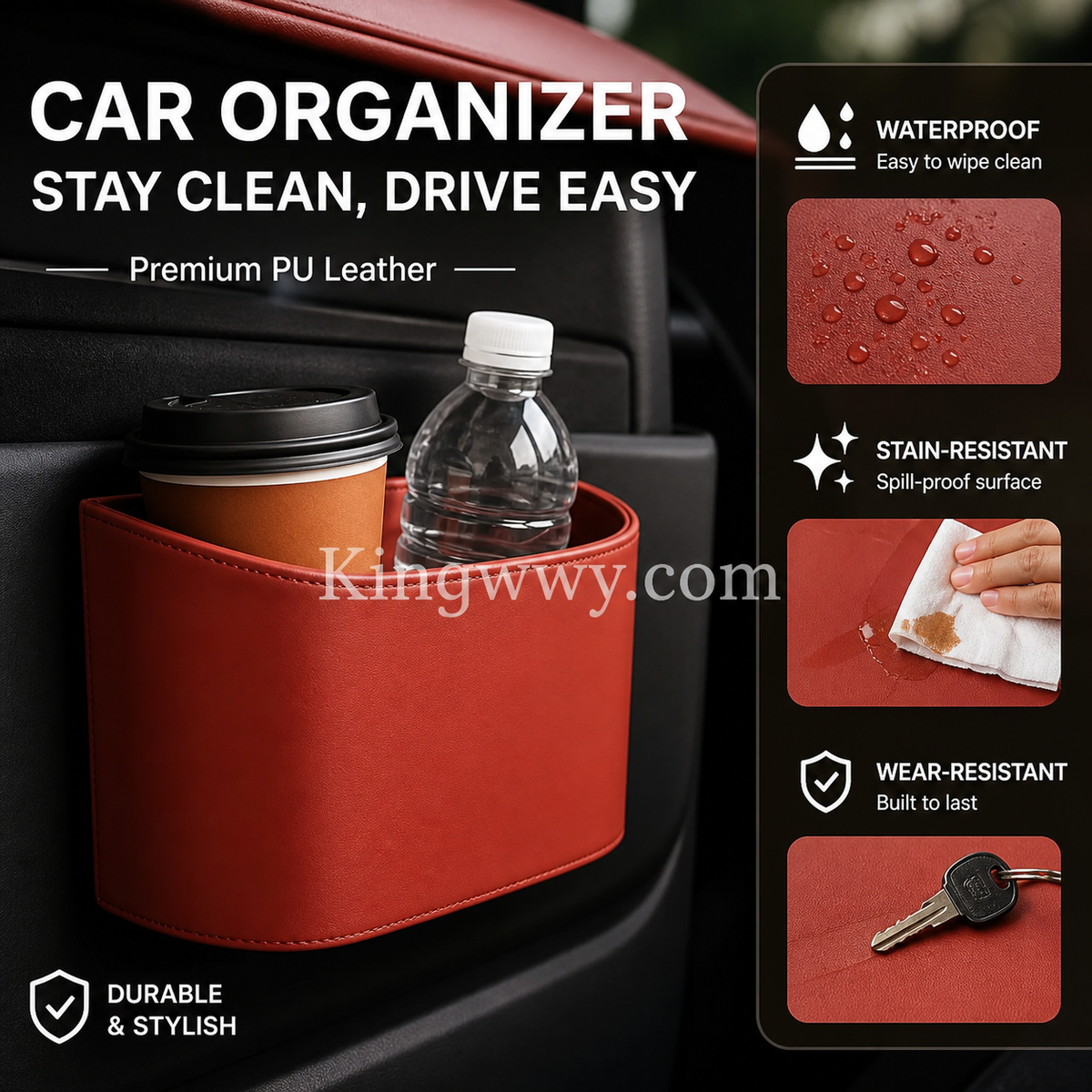 Stop Spilling Drinks: Universal Leather Car Door Cup Holder (50% Off)
