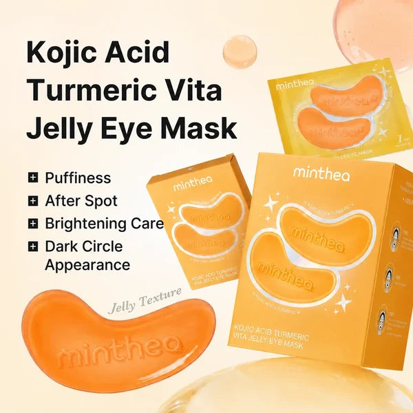 Kojic Acid & Turmeric Vita Jelly Eye Mask – Brighten Dark Circles, Depuff & Soothe Tired Eyes with Korean Hydrogel Patches