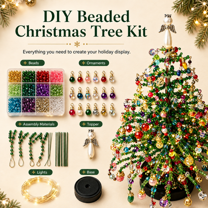 🎄✨ DIY Beaded Christmas Tree Kit – 🎅Create Your Own Sparkling Holiday Decoration