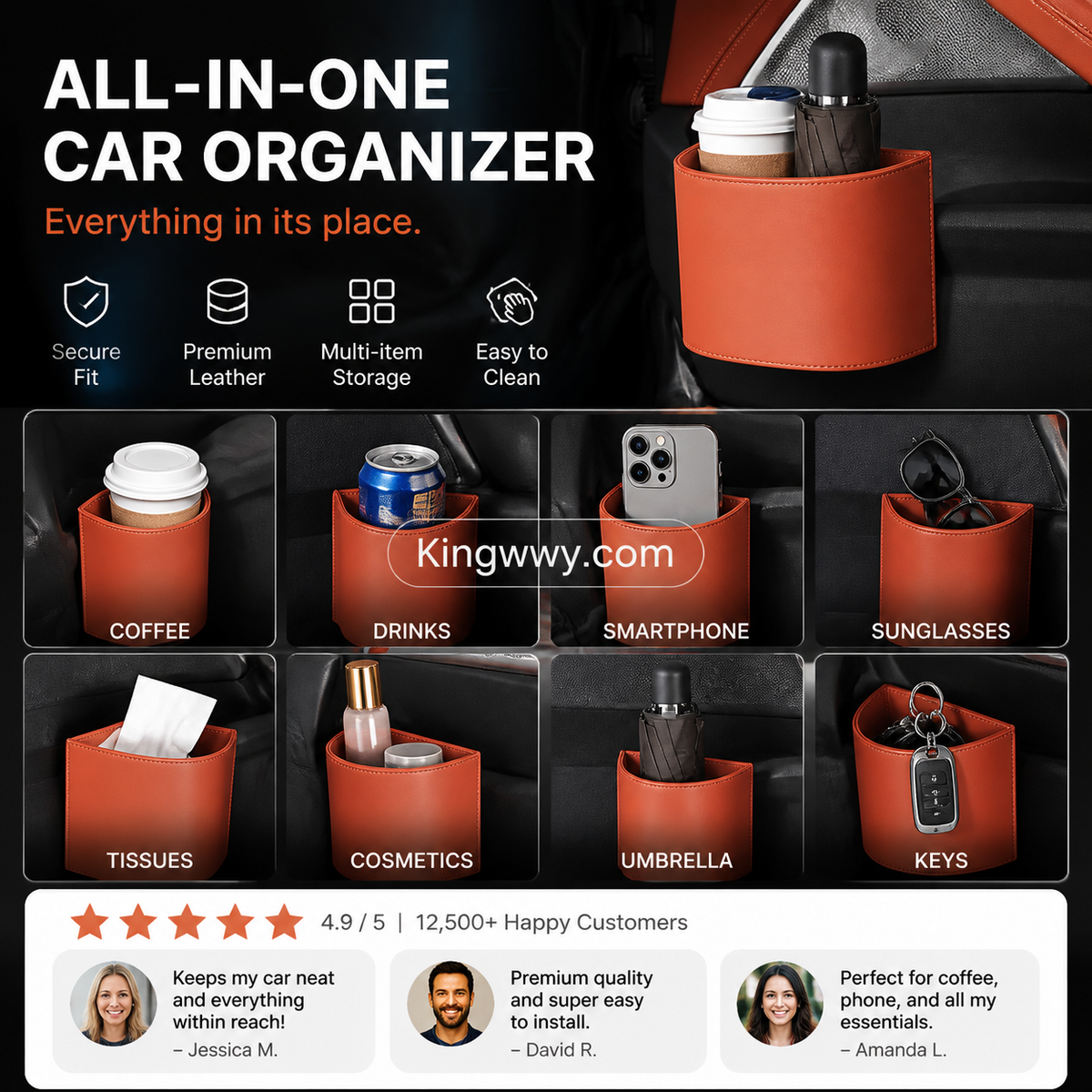 Stop Spilling Drinks: Universal Leather Car Door Cup Holder (50% Off)