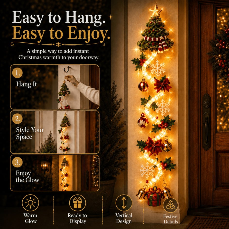 ⏳ Last day! 49% OFF✨ – 🎅MerryCascade Glowing Christmas Door Hanger