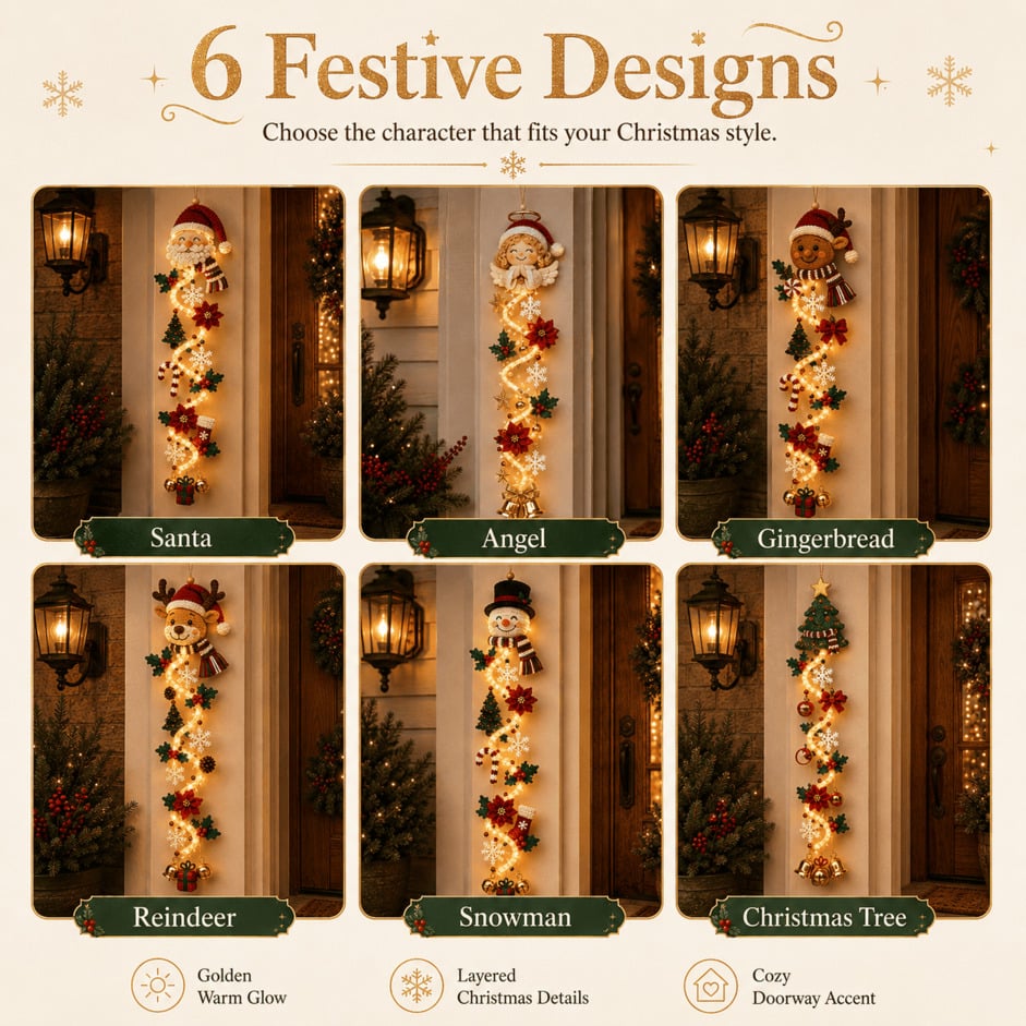 ⏳ Last day! 49% OFF✨ – 🎅MerryCascade Glowing Christmas Door Hanger