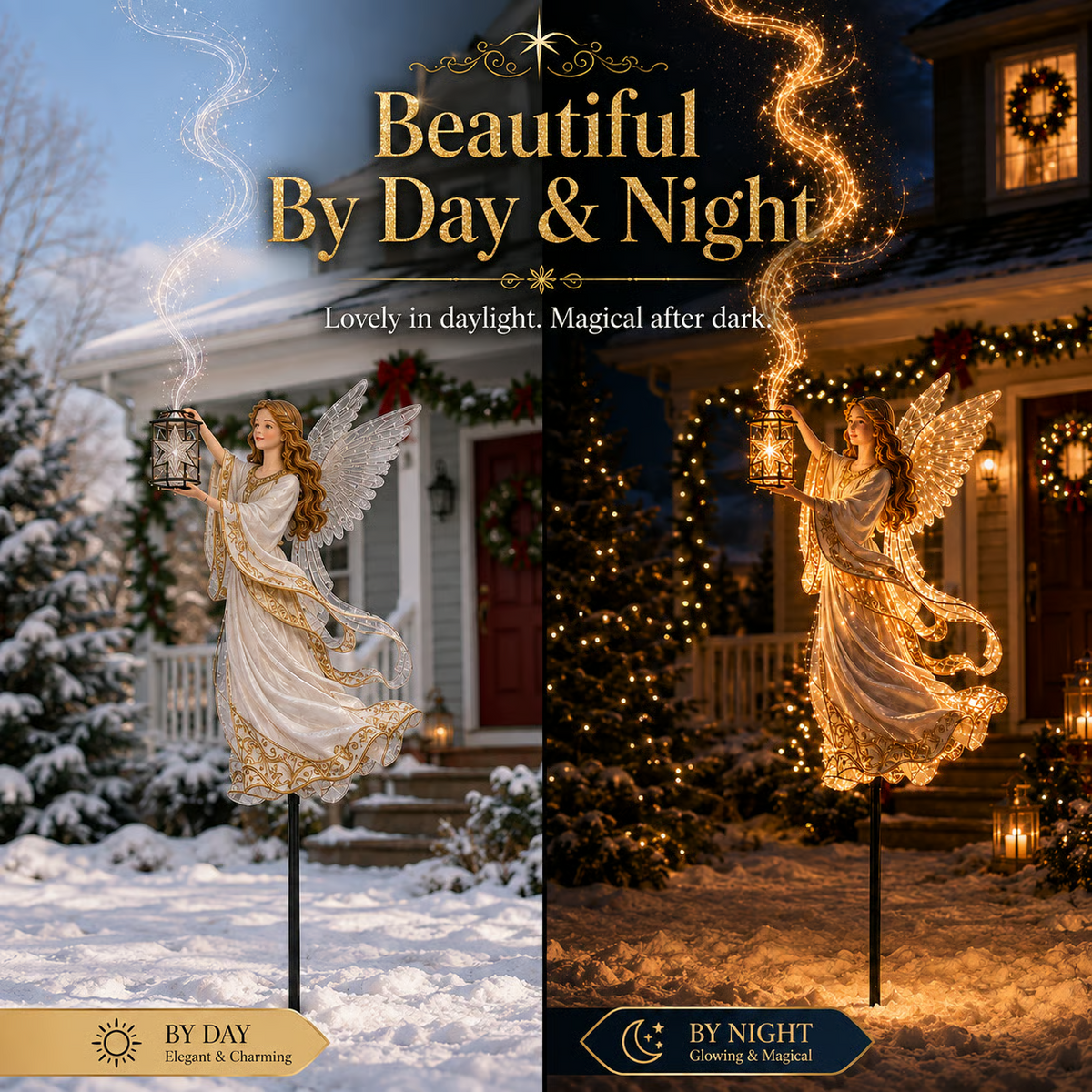 Light-Up Angel Lantern Starlight Christmas Yard Stake