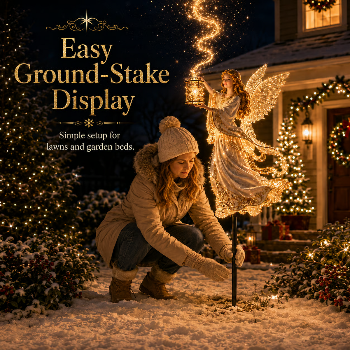 Light-Up Angel Lantern Starlight Christmas Yard Stake